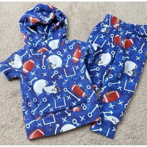 Birdie Bean Outfit Boys 6-12 M Blue Football 2 Piece Bamboo Set S/S Hoodie Pants